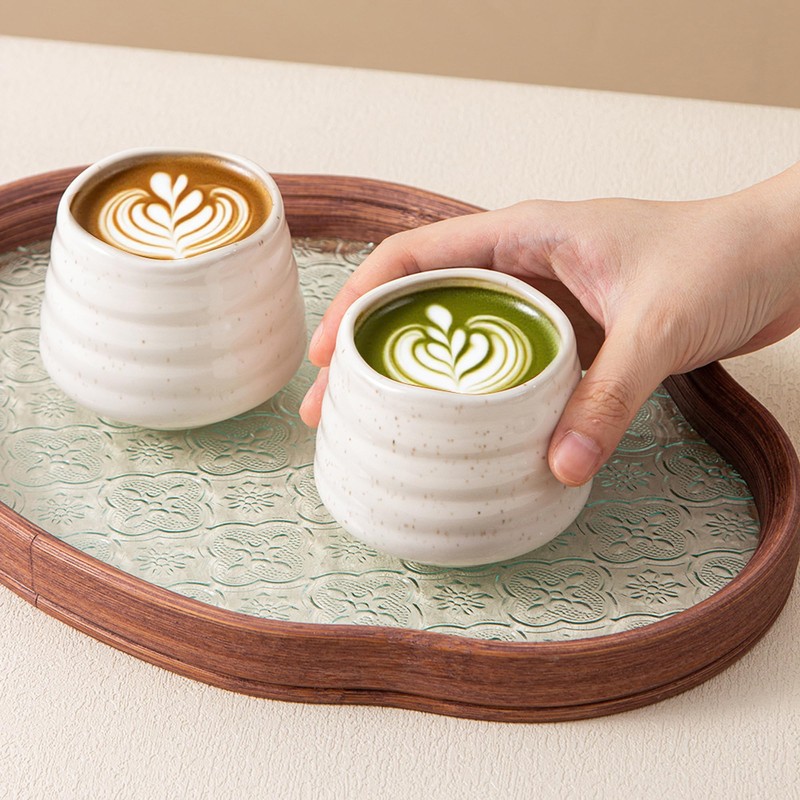YumiPLUS 4pcs Ceramic Tea Cup Set – 160ml 5.4OZ Porcelain