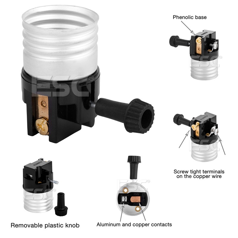 (2 pack) 3 way socket replacement for lamp, Medium Base