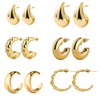 Relipop 6 Pairs Gold Hoop Earrings for Women, Lightweight Chunky