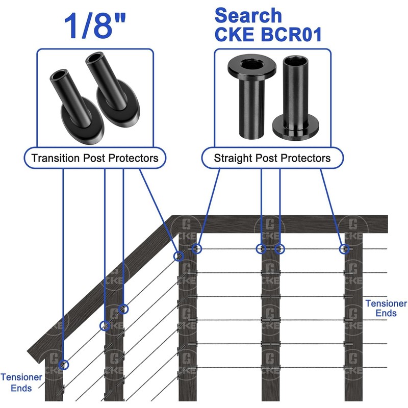 [Patent] CKE 20 PCS Black 45 Degree Angle Cable Railing