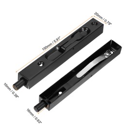 MECCANIXITY Door Flush Bolts 5.91 x 0.79 Inch Bolt Latch for Double Doors, Flip Lever Mechanism French Doors Composite Wood Double Brush Stainless Steel Finish Sliding Door Black, Pack of 1