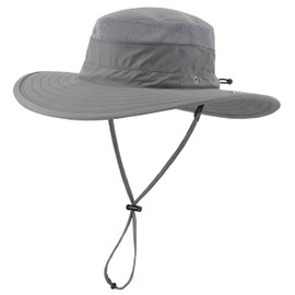 Connectyle Sun Hat for Men Women Breathable UPF 50+ Safari Hat for Fishing Hiking Gardening Adjustable Wide Brim Bucket Hats (Medium Grey)