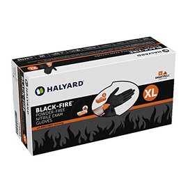 HALYARD Black-FIRE Nitrile Exam Gloves, Powder-Free, 5.5 mil, X-Large, 44759 (Case of 1400)