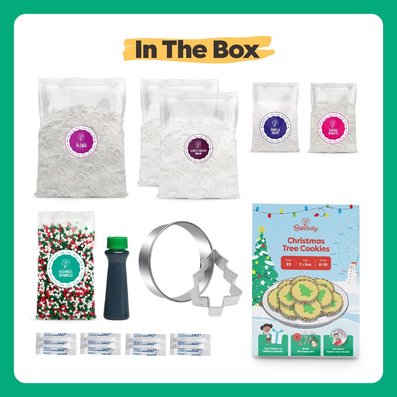 Baketivity Christmas Tree Cookies - DIY Baking Kit for Kids