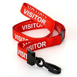 CKB LTD Visitor LANYARDS Breakaway Safety Lanyard Neck Strap Swivel Plastic Clip for ID Card Holder - Pull Quick Release Design (Pack of 50, Red)