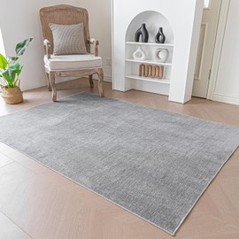Evitany Small Grey Bedroom Rugs Short Pile Carpet Anti-Slip Soft Rugs Washable Area Rugs for Bedroom Kitchen Lounge（Grey,60x90 cm）