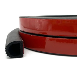 PACIXU D Shape Rubber Weather Stripping, Self-Adhesive Seal Strip, Rubber Gasket for for RV, Auto, Boat, Garage Door/Window, Machinery and More, W:0.59" x H:0.55", L:9.8Ft