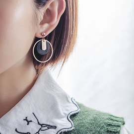 Caimeytie Jewellery Women's Hoop Earrings Stainless Steel Double Colour Earrings Hanging, Acrylic