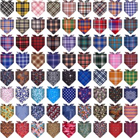 72 Packs Dog Bandanas Bulk Buffalo Plaid Dog Bandana Summer Scarf Triangle Fruit Dog Drool Bibs Fruit Washable Bandana Adjustable Kerchief Dog Cat Bandana for Beach Small Medium Pet Supplies (Plaid)