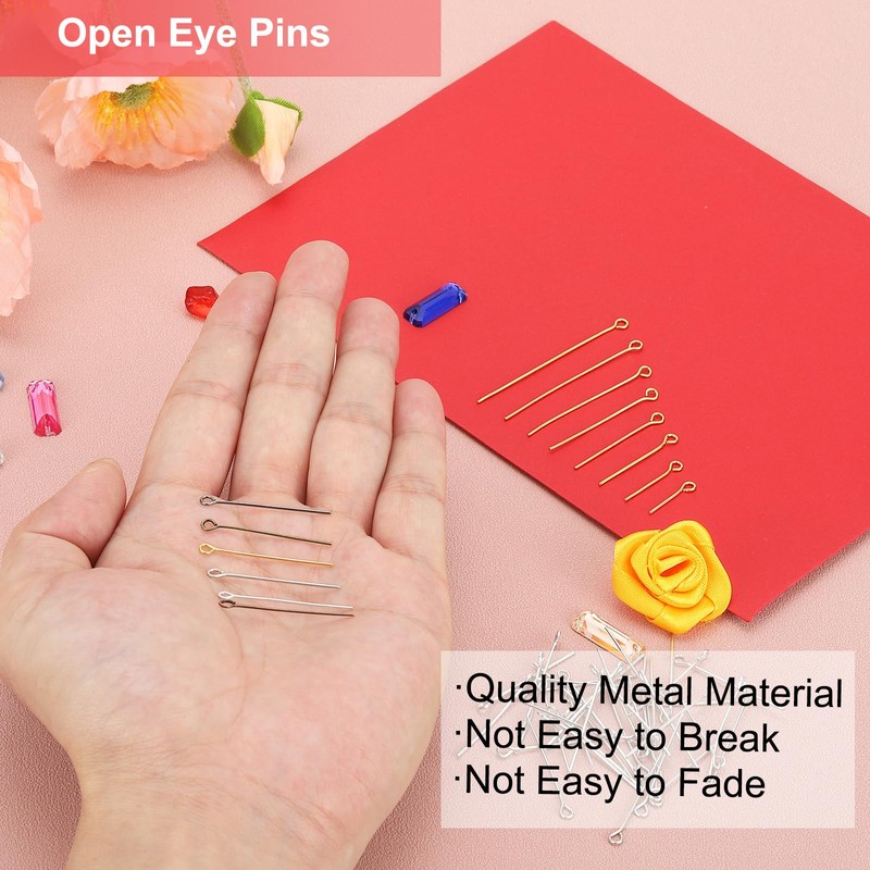 PATIKIL Black Metal Open Eye Pins, 20mm/30mm/40mm/50mm, 600Pcs, Modern Style,