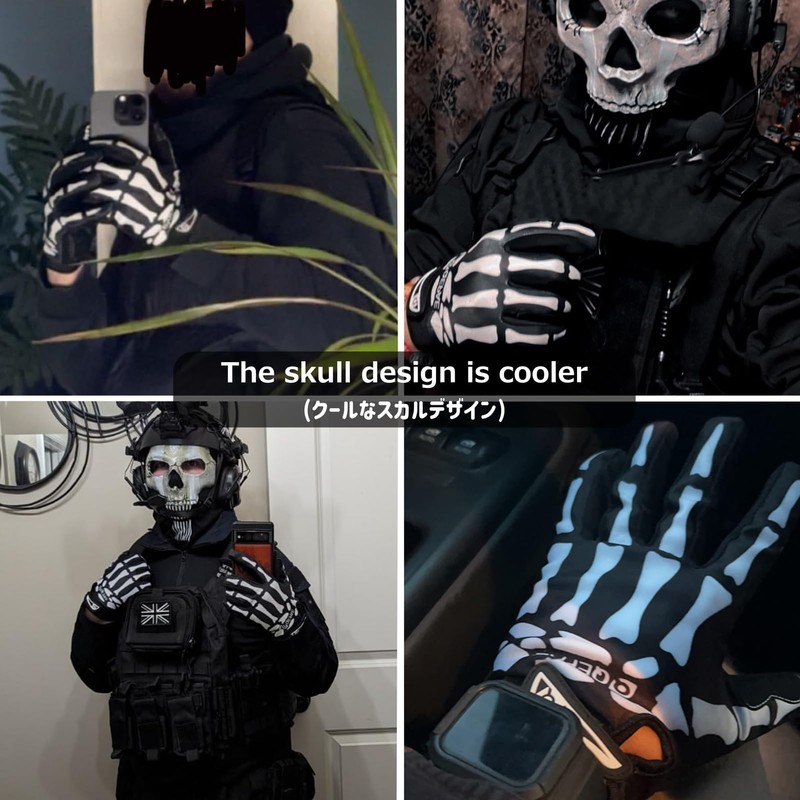 Azarxis Skeleton Gloves Adjustable Lightweight Racing Skull Sports Work Bone