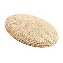 CAXUSD 1Pc Handmade Straw Braid Round Cushion Tatami Windowsill Cushion for Yoga and Meditation Comfortable Floor Mat for Home Use Natural Weaving Design