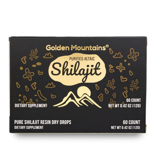 Premium Pure Shilajit Dry Drops by Siberian Green Altai "Golden Mountains" - 60 Count (200 mg) Authentic Safety & Quality Certificate - US Lab Tested Fulvic Acid