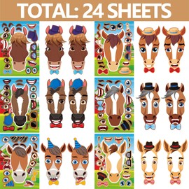 24 Pieces Make Your Own Horse Stickers Make A Face Stickers for Kids Toddlers DIY Craft Stickers Kids Party Favor Supplies Crafts