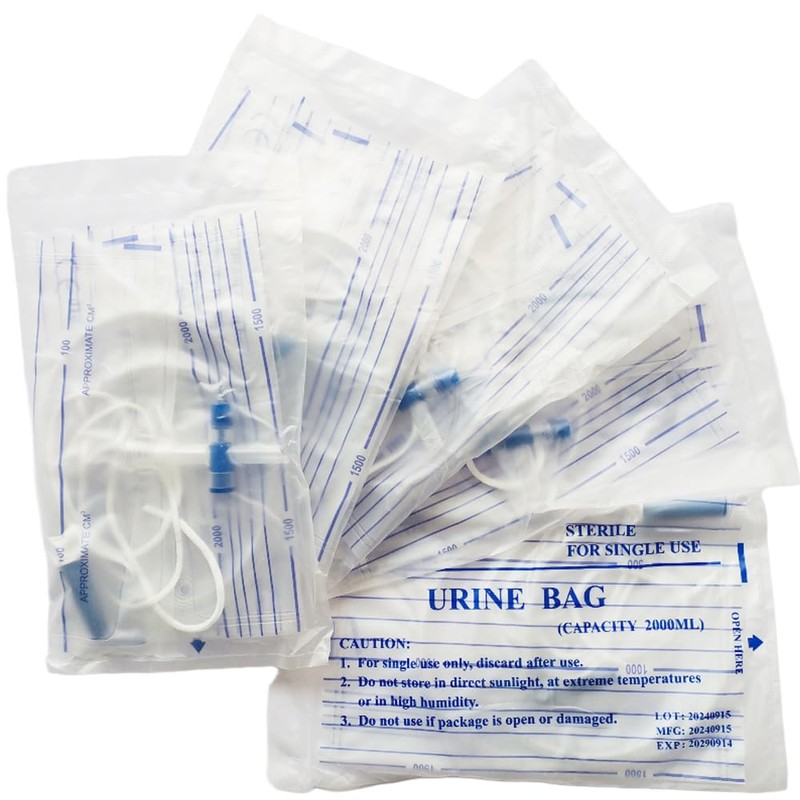 Urinary Drainage Bag, 2000mL, Anti-Reflux Valve, Easy Drain Switch, for