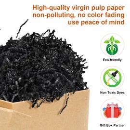 Darfukei Shredded Paper For Gift Baskets, 8oz Crinkle Paper, Black Crinkle Paper Filler, Crinkle Cut Paper Shred For Birthdays, Weddings,Boxes Bags, Basket Filler,Anniversaries,Gift Wrapping
