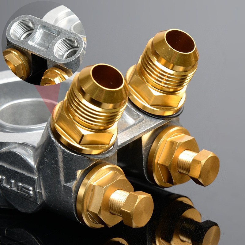 New Full Aluminum Gold Thermostat AN10 Oil Filter Cooler Sandwich