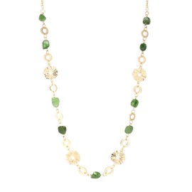 Boho Long Gold Necklaces for Women Irregular Natural Stone Bead Statement Necklace Dainty Birthday Wedding Party Gold Costume Jewellery Gifts(Jade Green)