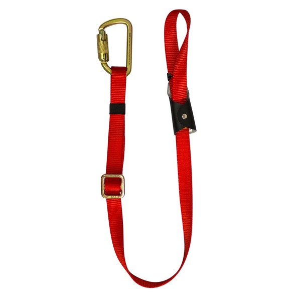 Fusion Climb 38" x 1" Lanyard with Double Locking High Strength Steel Carabiner Red