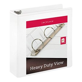 [IN]PLACE Heavy-Duty Nonstick View Binder, 3" Rings, 60% Recycled, White