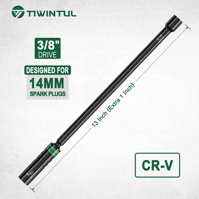 TIWINTUL 14mm Swivel Magnetic Spark Plug Socket, 3/8" Drive x