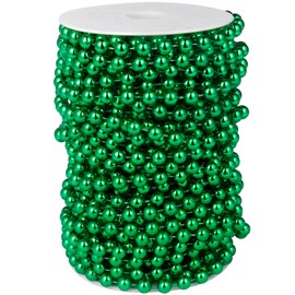 [66 Feet] Green Pearl Beads Garland, 8MM 22 Yards Green Faux Pearl Beads String Roll Bulk for DIY Craft Christmas Tree Wedding Party Decoration