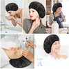 Gorros de ducha con forro de rizo, impermeable, reutilizable, triple