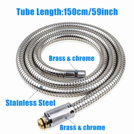 46092000 46174000 Kitchen Faucet Hose Replacement Parts, Pull-Out Spray Replacement Hose for Grohe Ladylux Replacement Parts, Alira Sink Faucet Hose, 59-inch Starlight Chrome Finish