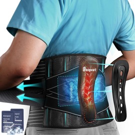 Bracepost Back Brace for Lower Back Pain,Reusable Ice Pack for Injuries Lumbar Support Belt for Men Women,Bionic Spine Design Back Brace with Cold Pad for Sciatica Herniated Disc,XXL