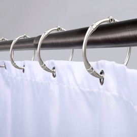 TCMAO Shower Curtain Hooks, Rustproof Decorative Shower Curtain Rings Metal Round Shower Hooks for Bathroom Shower Rod, 12 Pack (Nickel)