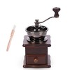 Wooden Manual Coffee Grinder Vintage Style Hand Coffee Mill Burr Coffee Grinder with Ceramic Hand Crank,Wooden Manual Coffee Grinder Cleaning Brush, Brown, 19 x 8.5 x 16 cm