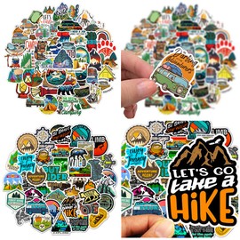 100 PCS Stickers, Outdoor Adventure Stickers, Travel, Hiking, Camping Theme Stickers, Waterproof Vinyl Stickers for Laptop, Water Bottle, Luggage, Phone, Pad, Helmet, Guitar, Sticker Decals for Kids, Teens and Girls