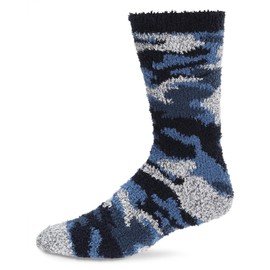 MeMoi Men's Camo Fuzzy Warm Cozy Crew Socks Navy 10-13