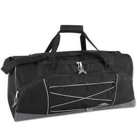 60 Liter, 26 Inch Duffle Bag – Heavy Duty Extra Large Sports Gym Equipment Travel Duffel Bag for Men and Women (Black)