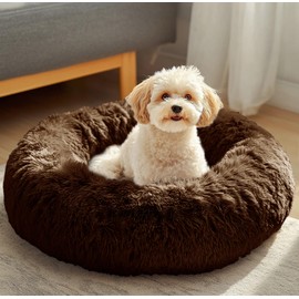 JOLLYVOGUE Dog Beds, Calming Small Dog Bed, Anti-Anxiety Dog Bed for Small Dogs, Fluffy Donut Dog Bed, Cozy Dog Cat Cushion Bed for Small Medium Dogs and Cats (20")