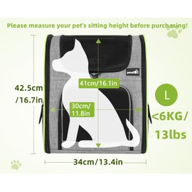 Pecute Cat Carrier Backpacks, Expandable Cat Backpack with Breathable Mesh, Pet Carrier Backpack for Cats Small Dogs Puppies Up to 17 Lbs, Dog Carrier Backpack Great for Travel Hiking Camping Outdoor