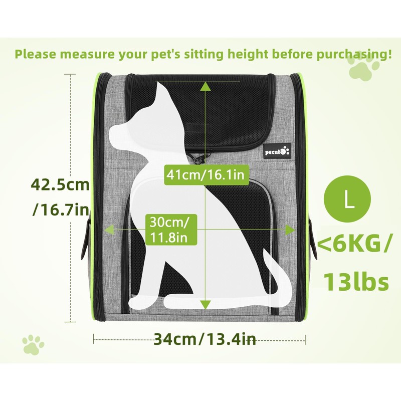 Pecute Cat Carrier Backpacks, Expandable Cat Backpack with Breathable Mesh,