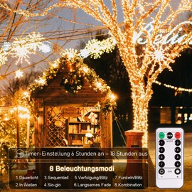 Lepro LE 10M LED Lichterkette aus Kupferdraht, 100 LEDs, Wasserdicht IP65, Strombetrieben mit Stecker, ideal fr Weihnachtsdeko, Innen, Au?en, Weihnachten Party usw. Warmwei?