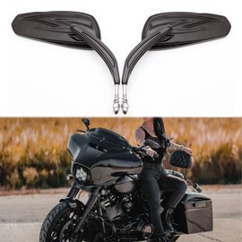 Motorcycle Mirrors for Road King Sportster Street Glide Electra Glide Dyna Softail Road Glide 1982-2019 (Black#2)