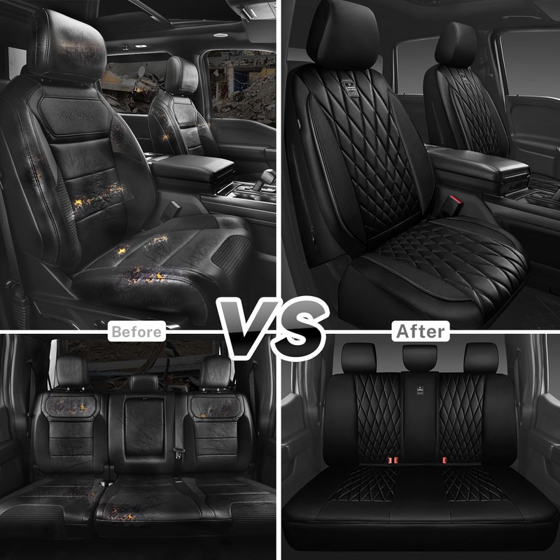 CAR PASS 5 Seats Piping Luxury Faux Leather Seat Covers