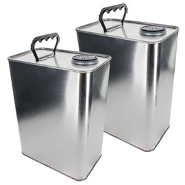Master Elite 1 Gallon Empty F-Style Metal Rectangular Solvent Can with Caps, Pack of 2 - Pull-Up Spout, 128 fl. oz. Steel Paint Storage Container Tin - Unlined Can, Store Thinner, Automotive Coatings