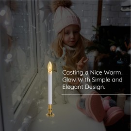 TUDAK Electric Christmas Window Candle Lamp - 6-Pack | Brass-Plated Base with LED Bulbs | Dusk-to-Dawn Auto Sensor | Turns On in Dark, Off in Light | Ready to Use!