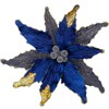 Briful 4 PCS 12" Glitter Poinsettia Blue Artificial Flowers Stem