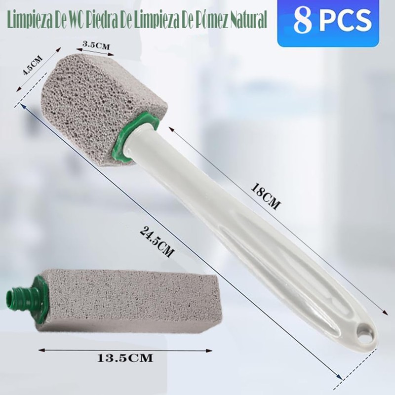 GUIBELL Set Limpiador Piedra Volcánica Pumice 8 Pack Mango Largo