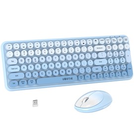 Wireless Keyboards and Mouse Combos, UBOTIE Colorful Gradient Rainbow Colored Retro Typewriter Flexible Keyboard, 2.4GHz Connection and Optical Mouse