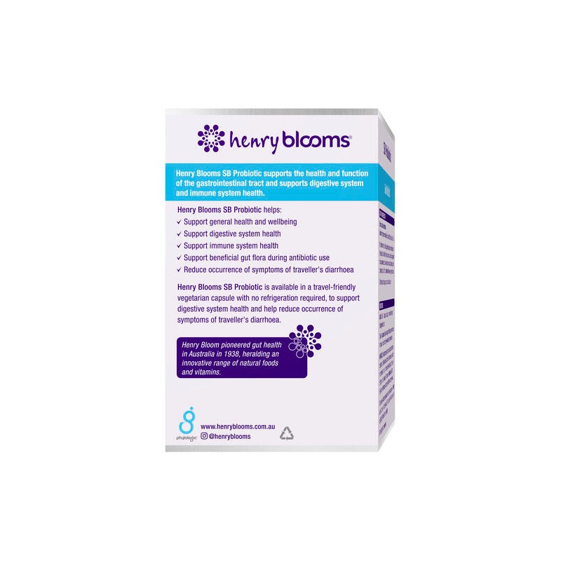 Henry Blooms SB Probiotic Gut Health 60 Vegetarian Capsules