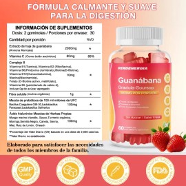 Gomitas Guanabana Extracto Orgánico Con Vitamina C Veganas Fresa                                                                                      