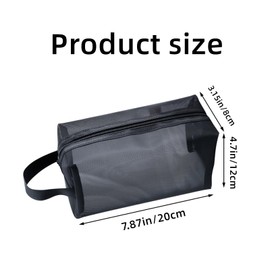 Black mesh Makeup Bag, Makeup Storage Bag, Portable Makeup Bag Zipper Makeup Bag, mesh Shower Bag, Makeup Travel Bag with Handles Women Men Girls, Black