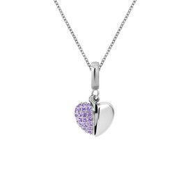 KunBead Jewelry 18 inch Auntie Aunt Love Heart Purple Birthstone Crystal Birthday Charm Pendant Necklace for Women