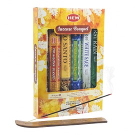 HEM Hexagonal Calming Fragrances Series Incense Bouquet- 1, Free Holder with 6 Most Liked Fragrances | Frank & Myrrh, Precious Lavender, Precious White Sage, First Rain, Dragon Blood, Palo Santo